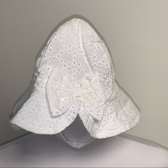 Wonder Nation |Girls Toddler One Size | White Eyelet Strap/Bow Sun Hat NEW NWT - Picture 8 of 10